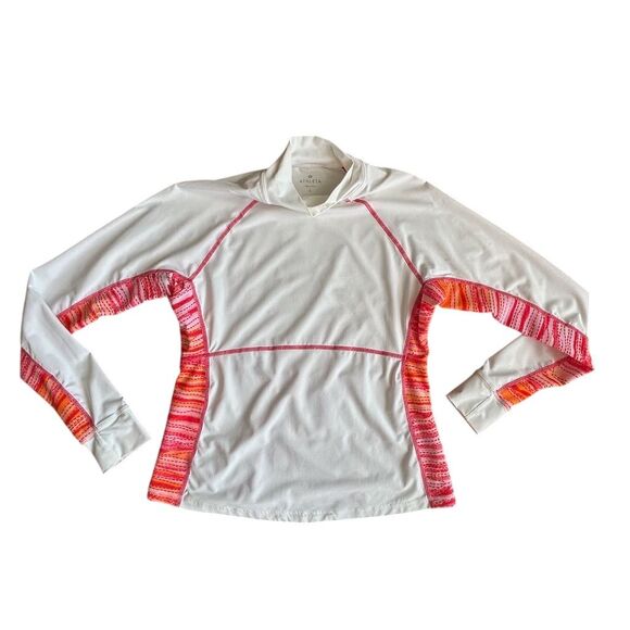 Athleta Women's Rash Guard Swim Top size L White Colorblock Long Sleeve - Picture 7 of 11